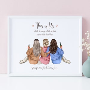 Best Friends Personalized print, Custom 3 friend prints, Three Best friends gift picture, Group of Three Best friends gift - DIGITAL