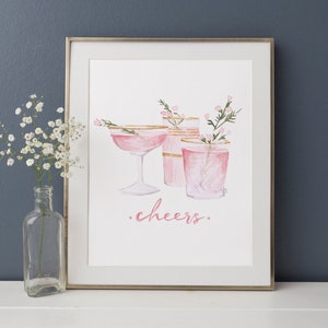 Champagne Glasses Illustration - Pink Champagne Art - Fashion illustration - Digital Download