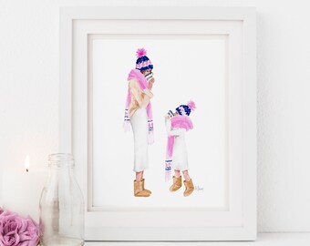 Mother and Daughter Fashion Illustration Print – Mommy and Me Art (Digital Download)
