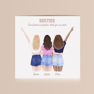 3 Beste vrienden afdrukken, Vriendschap print, Beste vriend cadeau, Gepersonaliseerde vrienden afdrukbaar, Vriendschap Quote Prints - DIGITALE DOWNLOAD