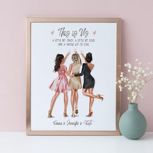 Personalized Best Friends print, Custom 3 friend prints, Three Best Friends gift picture, Group of Three Best Friends gift - DIGITAL