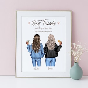 Custom Best Friends prints, Best Friends jacket girls, Personalised Wall art, Sisters gift picture, Personalised Gift For Friends, DIGITAL