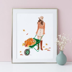 Pumpkin Fashion illustration - Pumpkin Patch illustration - Fall watercolor illusration - DIGITAL DOWNLOAD