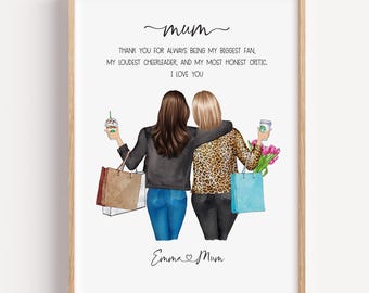 Gepersonaliseerde moeder-dochterprint | Aangepast moedercadeau, Moederdagaandenken van dochter