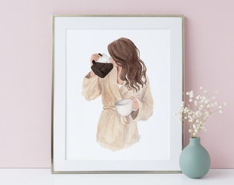 Coffee addict wall art, Coffee Lover Print Art, Coffee printable, Coffee illustration print, Coffee poster, DIGITAL DOWNLOAD