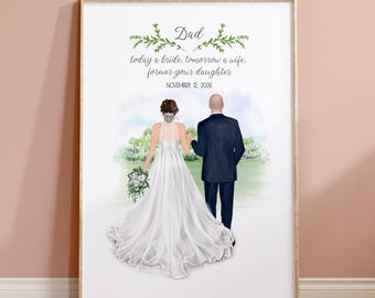 Vader van de bruid-print | Gepersonaliseerd huwelijkscadeau voor papa, Today a Bride Forever Your Daughter