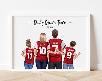 Dad's Dream Team-print | Gepersonaliseerd Vaderdagcadeau, gepersonaliseerde familie voetbaljersey aandenken