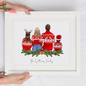 Personalized Christmas Family Print, Custom Family Print, Personalised Christmas Gift, Our Family Christmas Portrait - DIGITAL FILE