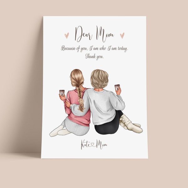 Personalised mother and daughter print, Birthday Gift For Mum, Custom Family, Personalized gifts for mom from daughter, DIGITAL