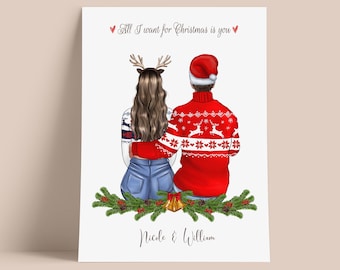Personalised Couple Christmas Print, Personalized Christmas Print, Girlfriend Christmas Gift, Boyfriend Christmas Gift - DIGITAL DOWNLOAD