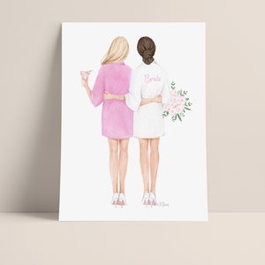 Braut und Brautjungfer Personalisierter Druck, Willst du meine Brautjungfer sein Druck, Brautjungfer Illustration Karte, Robe Brautjungfer - DIGITAL DOWNLOAD