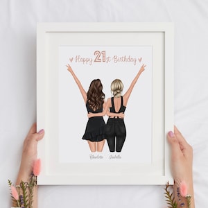 Impresión personalizada del 21 cumpleaños, Arte de regalo de cumpleaños del mejor amigo, Impresión del mejor amigo, Impresión de feliz cumpleaños 21 - DESCARGA DIGITAL