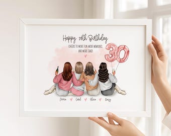 Gepersonaliseerde vriendenverjaardagscadeau, custom besties groepsprint