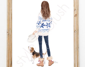 Winter Fashion illustration - Snow watercolor illusration - Holiday fashion illustration - DIGITAL DOWNLOAD