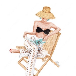 Summer Fashion Illustration - Beach illustration - Tropical Wall Art - DIGITAL DOWNLOAD