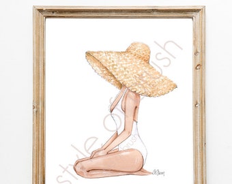 Summer Fashion Illustration - Beach Art - Tropical Wall Art - DIGITAL DOWNLOAD