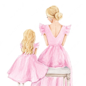 Mommy and Me illustration - Mother&#39;s Day - Mother and Daughter Print - Mother Daughter illustration - DIGITAL DOWNLOAD