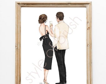 Couple Drawing - Lovely Couple - Couple Gift - Fashion illustration - DIGITAL DOWNLOAD
