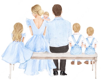 Ilustração para imprimir da família, pai, mãe e filhos, presente para o Dia dos Pais - DOWNLOAD DIGITAL