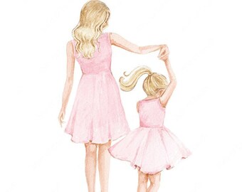 Mother Daughter Dance Watercolor Art Print (Digital Download)