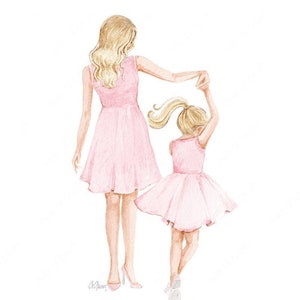 Mother Daughter Dance illustration - Mommy and Me Art - Mother and Daughter Print - Fashion illustration - DIGITAL DOWNLOAD