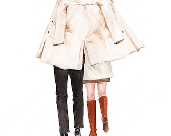 Lovely Couple illustration - Couple Gift - Fashion illustration - DIGITAL DOWNLOAD