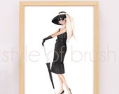 Breakfast at Tiffany 39 s - Audrey Hepburn - Fashion Illustration - DIGITAL DOWNLOAD