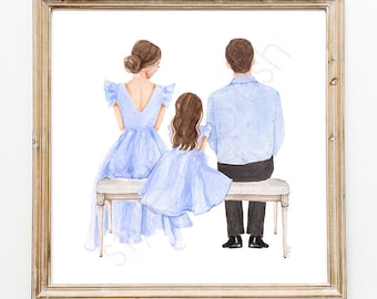 Father Mother Daughter illustration Father's Day illustration, Father's  Day Family Print Fashion illustration DIGITAL DOWNLOAD