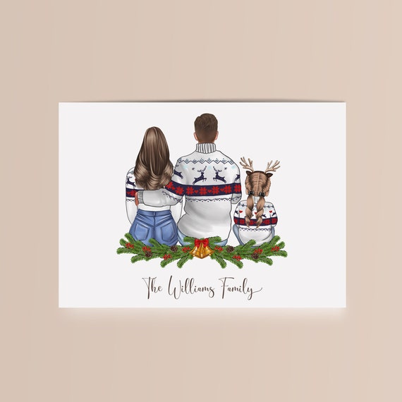 Christmas Family Print, Christmas Gift for Mom, Custom Family Portrait –  Lovekoki Designs