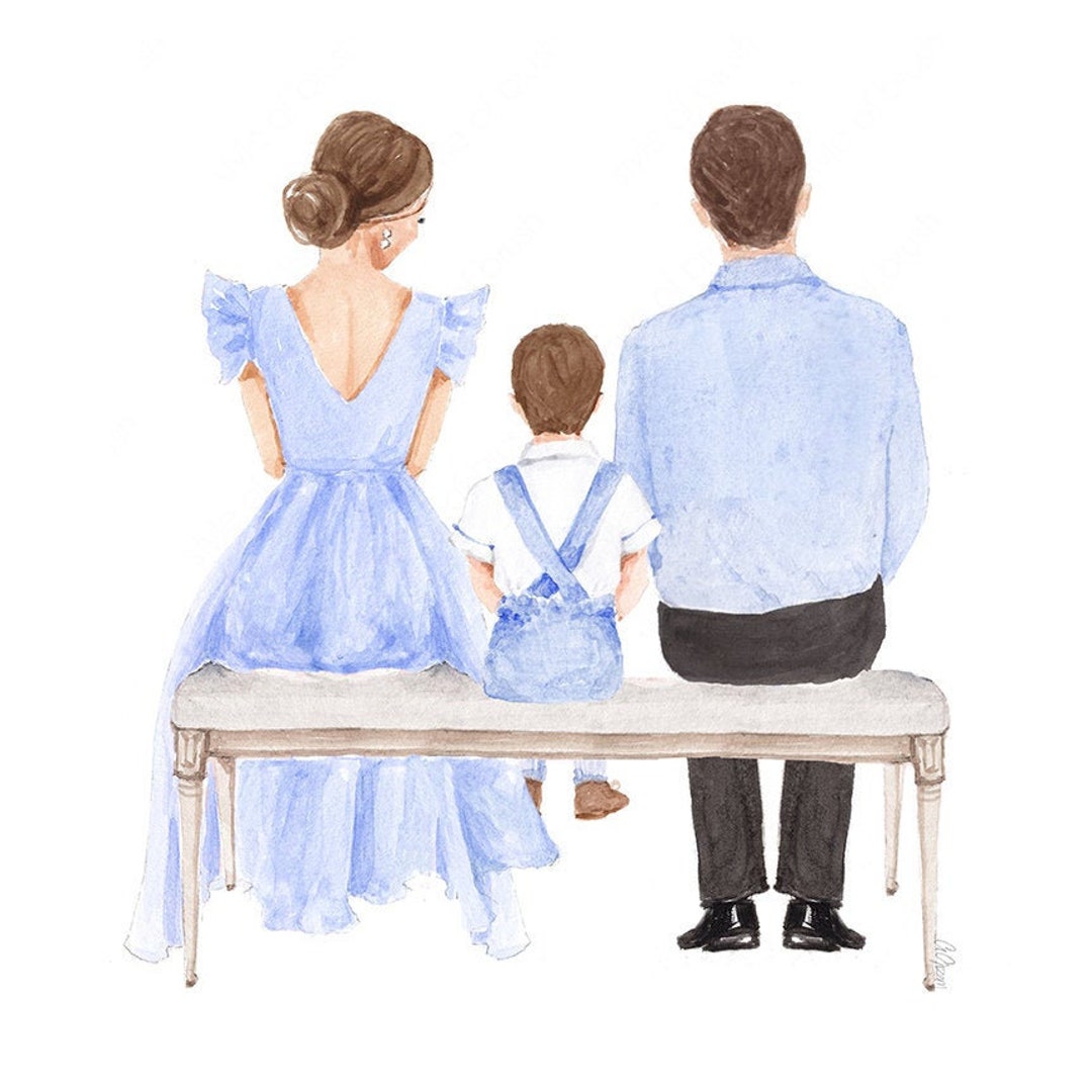 Buy Father Mother Son Illustration Father's Day Illustration ...