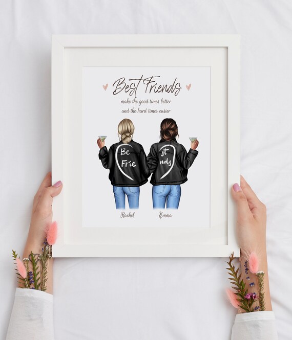 Custom Friend Portrait Print, Personalized Sisters Print Gift - Etsy