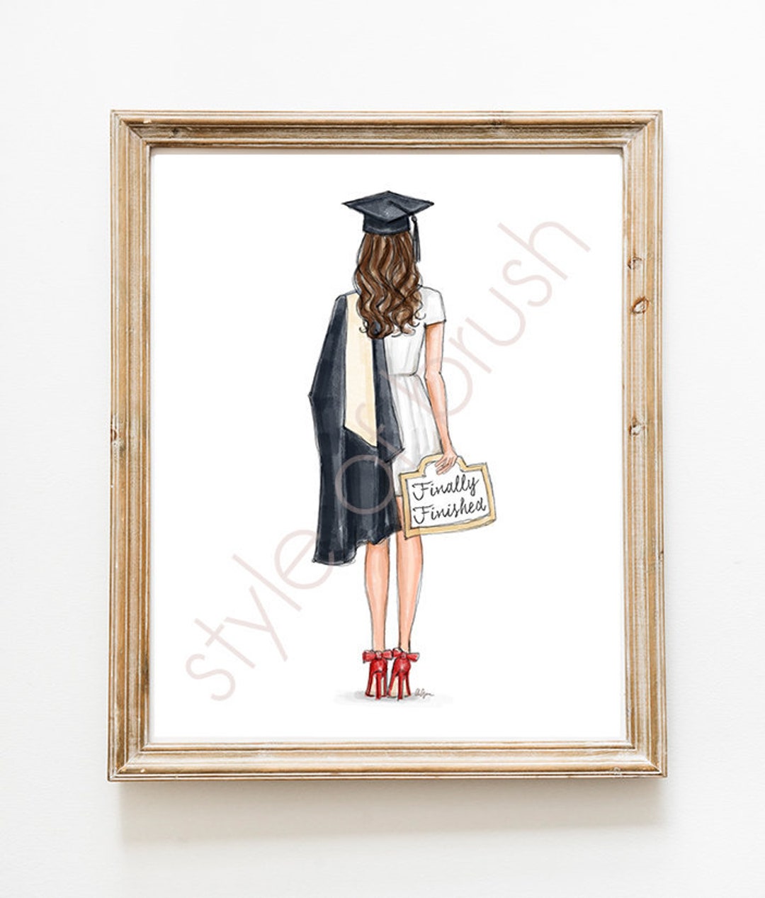 Graduation Print Graduation Girl Fashion Illustration DIGITAL DOWNLOAD ...