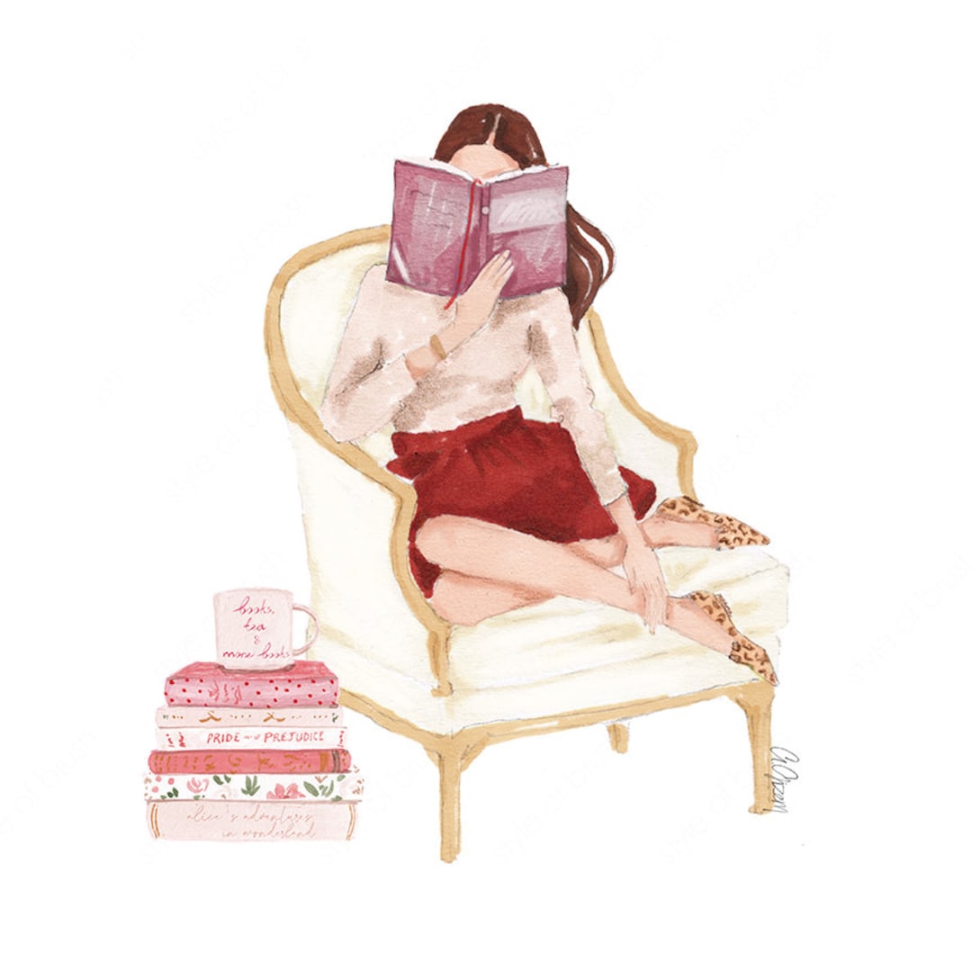 Reading Illustration - Woman Read Illustration - Girl Reading Illustration - Woman Read Illustration - Girl