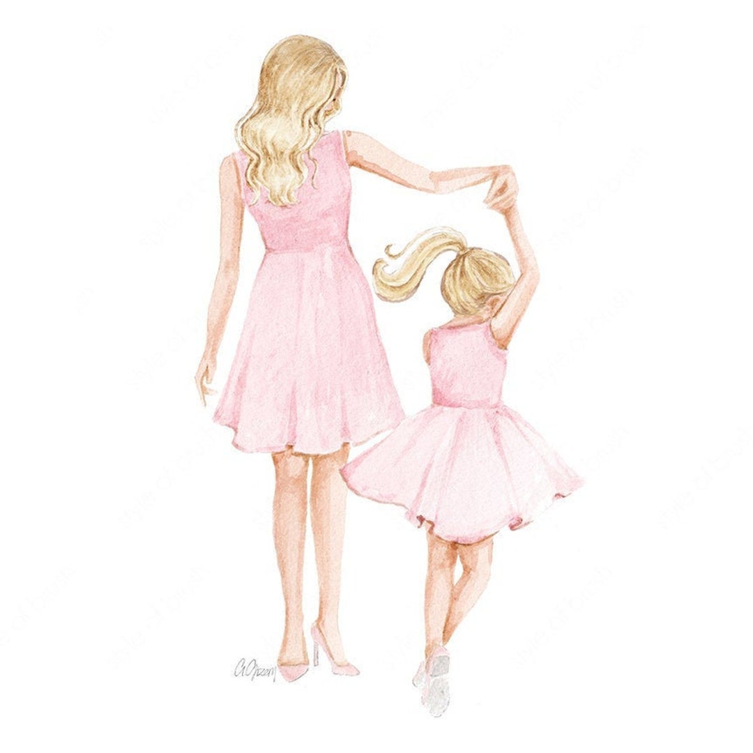 Mother Daughter Dance Illustration - Mommy and Me Art - Mother and ...