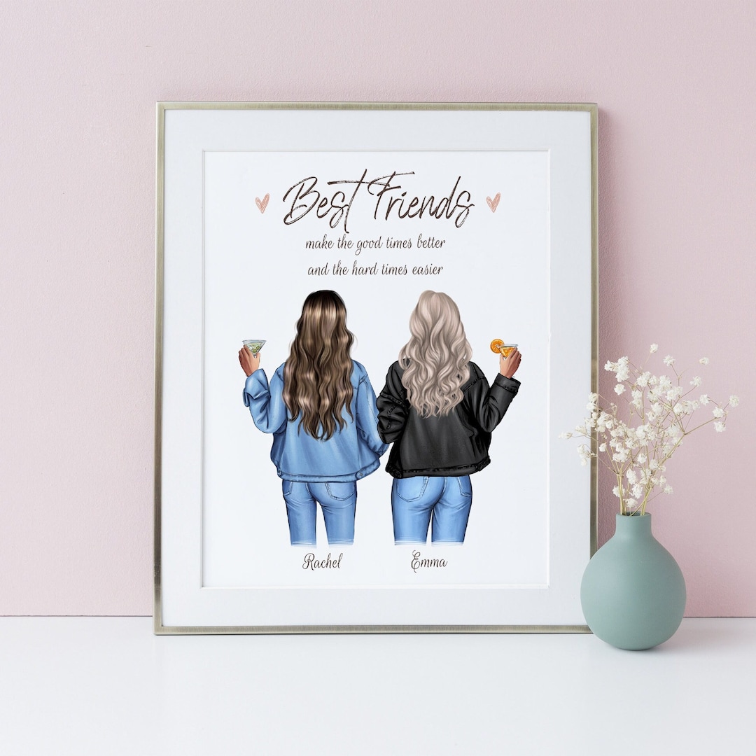 Custom Best Friends Prints, Best Friends Jacket Girls, Personalised Wall Art, Sisters Gift
