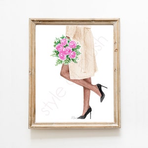 Flower Fashion Illustration - Heels Print Art - High Heels Fashion illustration - Digital Download