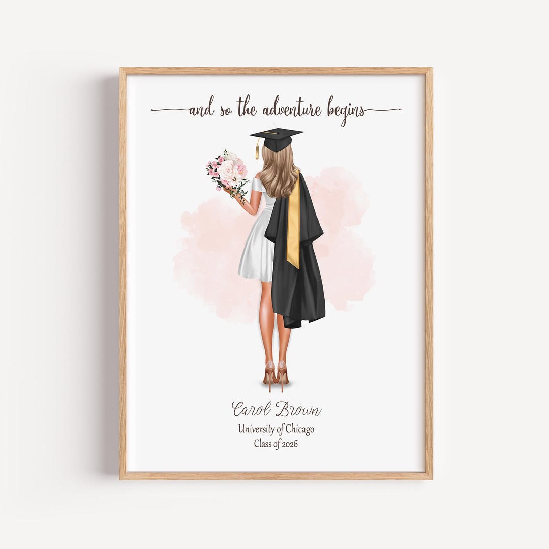 Personalized Graduation Portrait Print, Custom Grad Gift, Class of 2026 ...