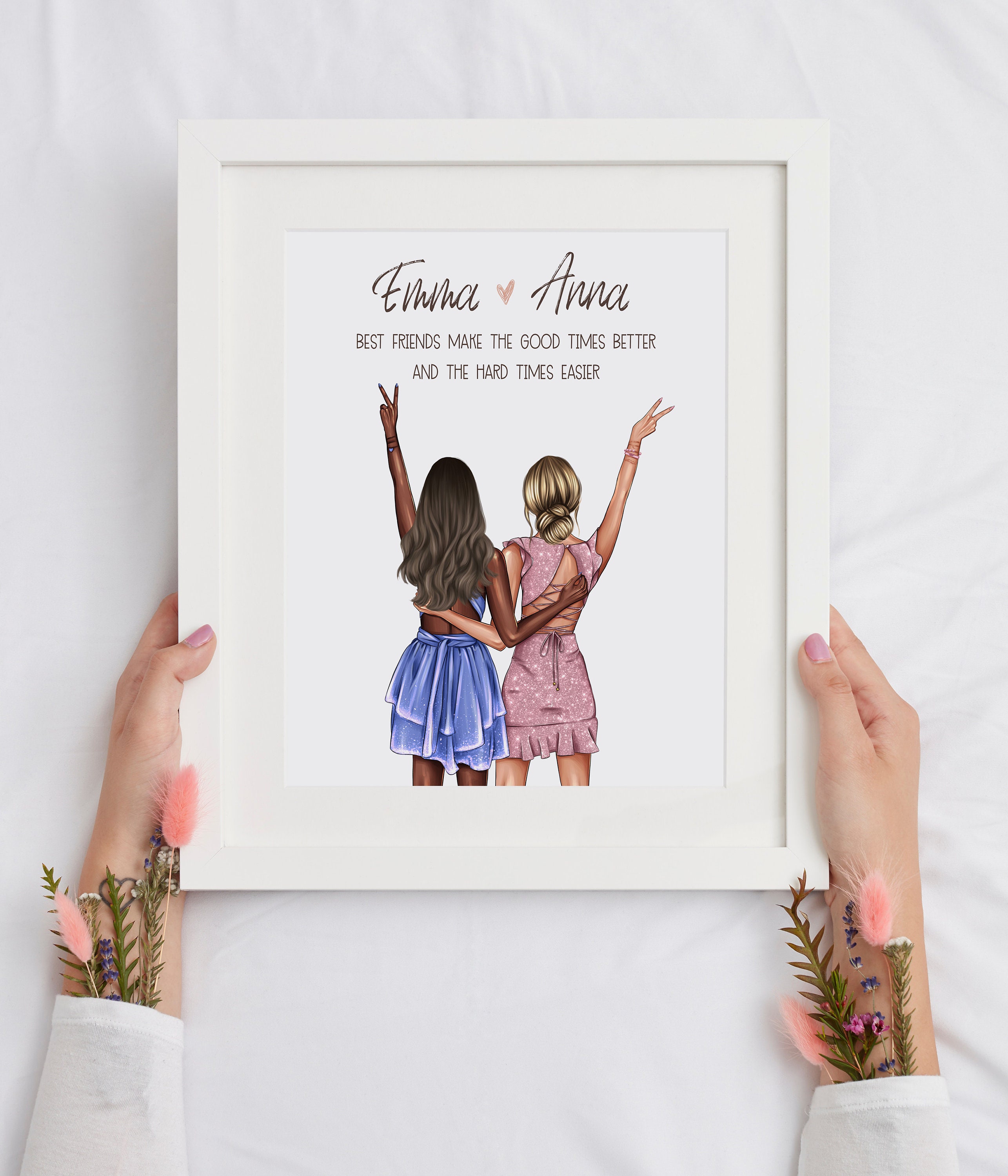 Personalized Best Friend Portrait, Custom Friends Prints, Best Friends ...