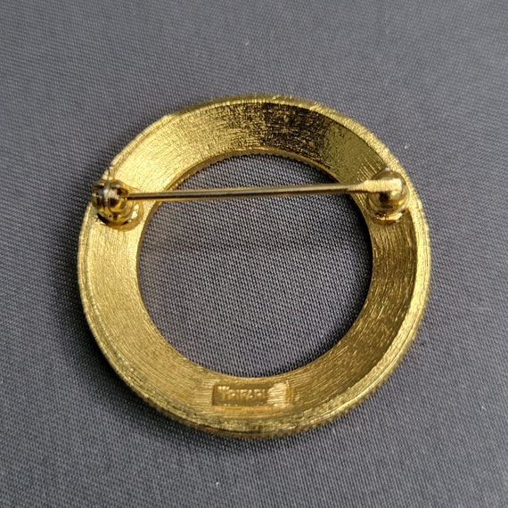 Crown Trifari Round Circle Circlet Brooch Pin Gol… - image 4