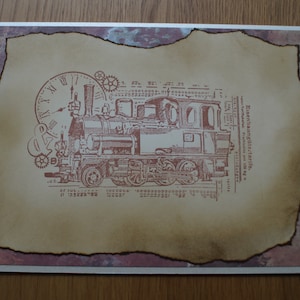 Tarjeta de felicitación del tren de vapor
