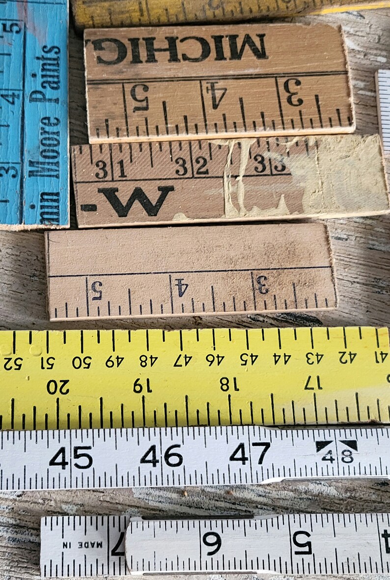 Vintage Yardstick Pieces Ruler Assemblage Collage Altered Etsy