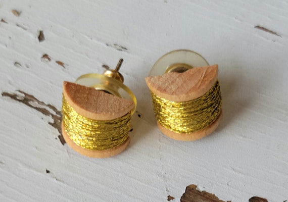 Sewing Thread Earrings - Sew Mini Thread Spool Ea… - image 2