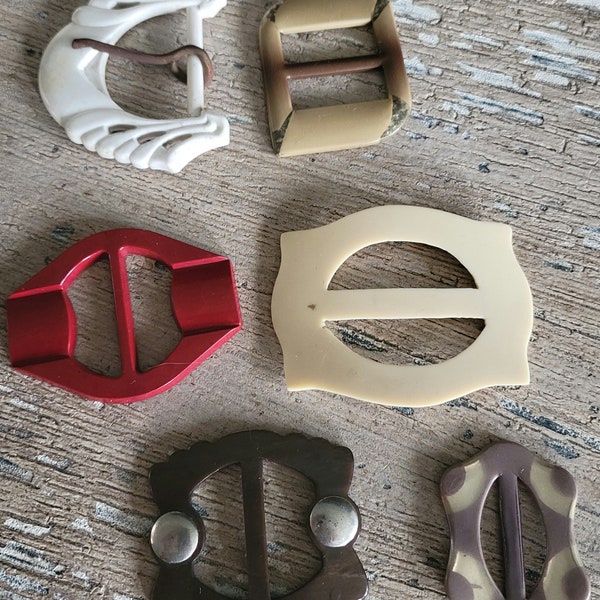 Vintage Slide Belt Buckles - Retro Sewing Supplies - Scarf Slides - Retro Belt Buckle