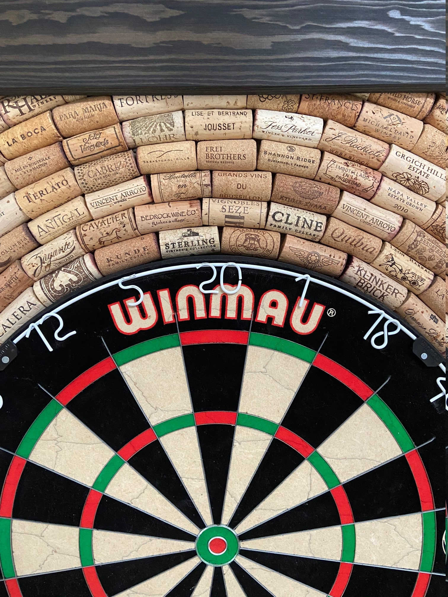 Dart Wall Protector with Ebony Frame Wine Cork Dartboard Backer is