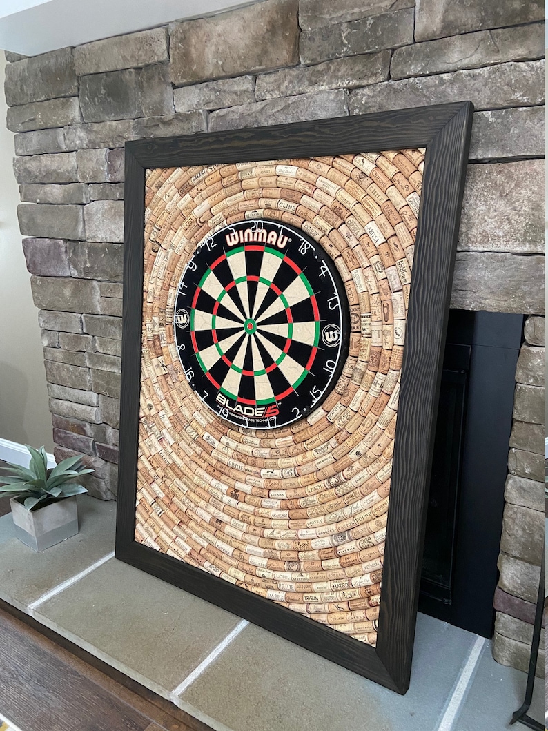 Dart Wall Protector With Ebony Frame Wine Cork Dartboard Etsy