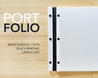 11x14 White Acrylic Landscape Portfolio – Presentation Book with Black Binding