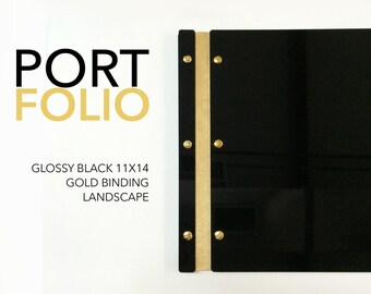 11x14 Landschaftsmappe - Glänzend Schwarzer Acryl Präsentationskoffer