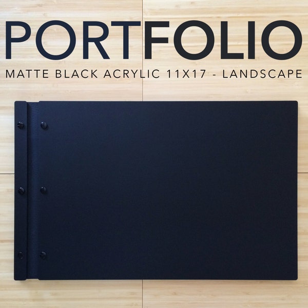 11x17 LANDSCAPE Matte Black Portfolio - Acrylic Portfolio Landscape portfolio book Portfolio presentation Designer Fashion Photographer