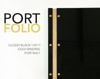 14x11 Glossy Black Portrait Portfolio Presentation Screw Post Portfolio Graphic Design Portfolio Case Folio Book Case Black Portfolio