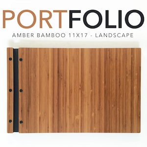 11x17 LANDSCAPE Amber Bamboo Portfolio - Presentation Folio Wood Modern Portfolio Photography Graphic Design Portfolio Screw Post Book